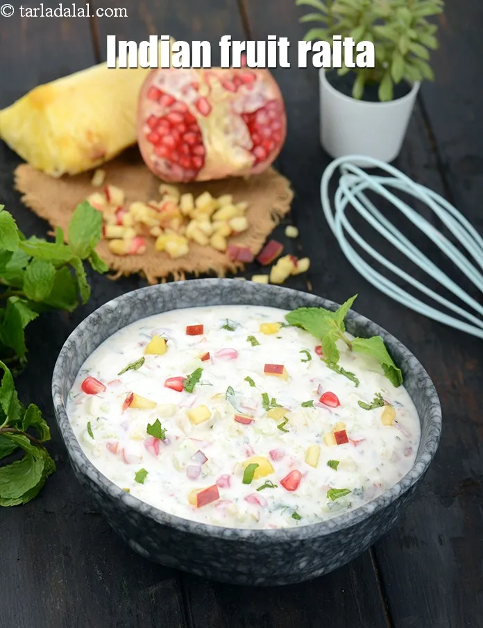 Step 22 – Serve <strong>fruit and vegetable raita recipe | Indian fruit raita | simple mix fruit raita …