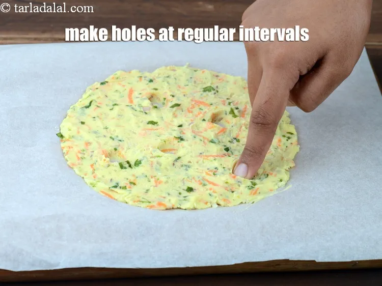 Step 16 – Make 3 to 4 holes at regular intervals using a finger.