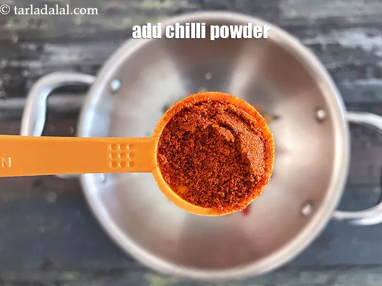 Step 25 – Add&nbsp;<meta charset="UTF-8" />1 tsp&nbsp;<a href="glossary-chilli-powder-red-chilli-powder-339i">chilli powder</a>.