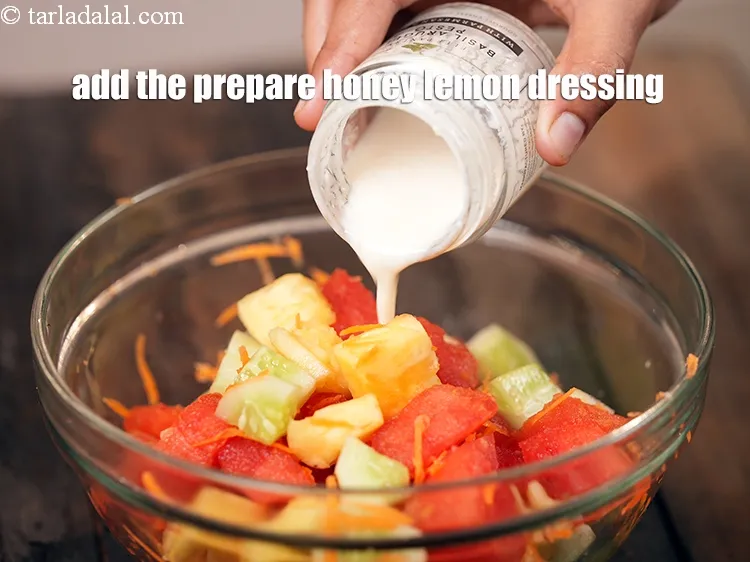 Step 18 – Add the prepare honey lemon dressing.