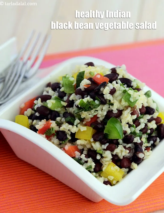 Step 38 – Serve&nbsp;<strong>healthy Indian black bean vegetable salad</strong> immediately.