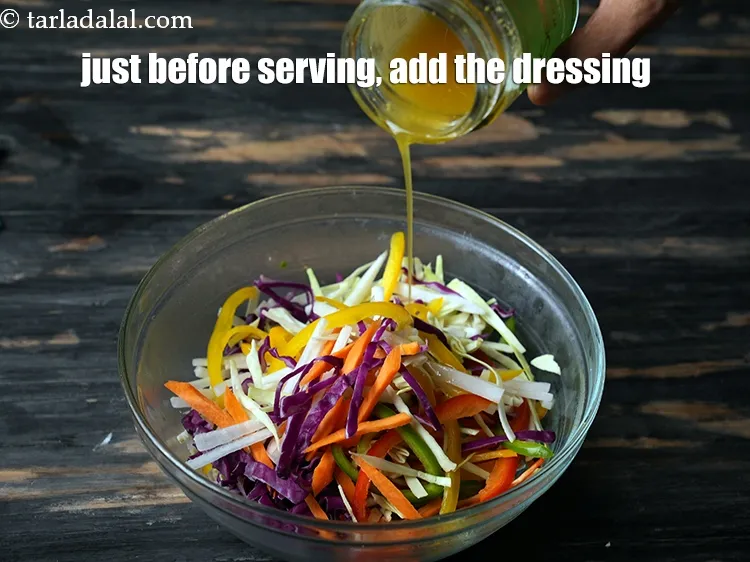 Step 19 – Just before serving, add the dressing.