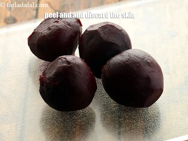 Step 8 – Peel off the boiled beetroots while they are still warm and discard the skin. You …