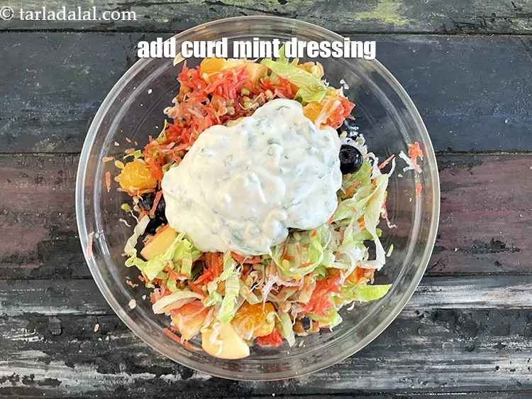 Step 30 – Add the curd mint dressing.