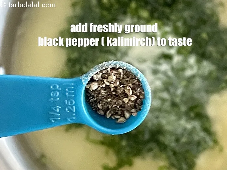 Step 17 – Add freshly ground pepper. We added 1/8th&nbsp;tsp pepper.