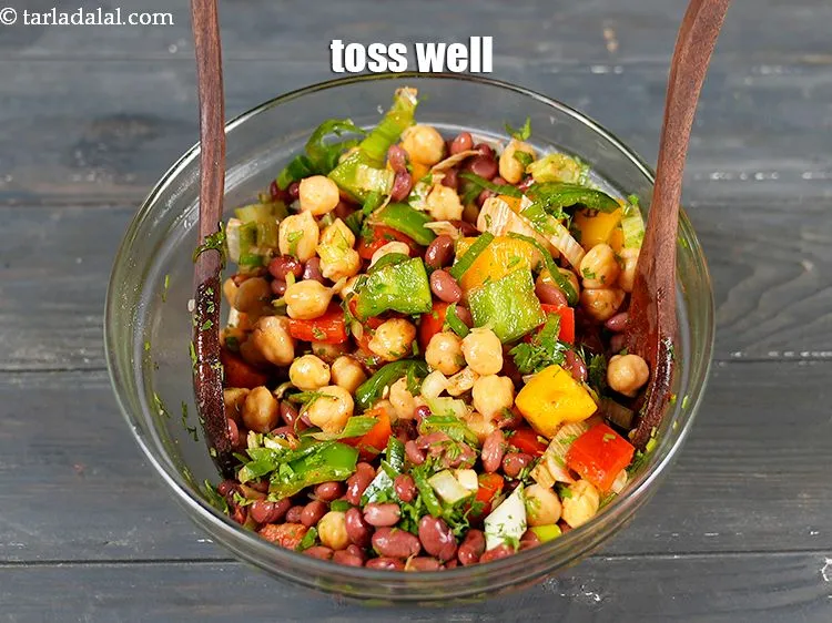 Step 24 – Toss <strong>bean and capsicum salad | rajma, kabuli chana salad | protein rich Indian rajma&nbsp;salad …