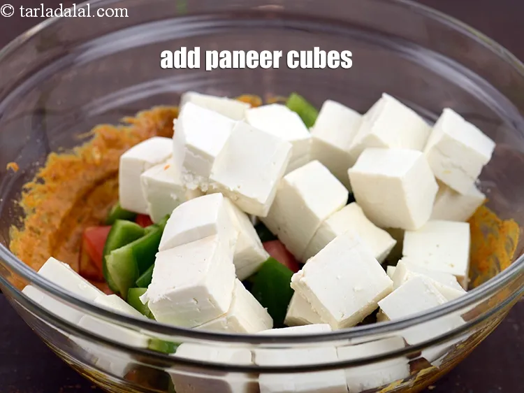 Step 18 – Add 1&frac12; cups&nbsp;<a href="https://tarladalal.com/glossary-paneer-cubes-cottage-cheese-cubes-1002i">paneer (cottage cheese) cubes</a>