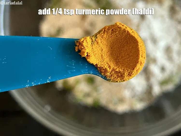 Step 18 – Add&nbsp;1/4 tsp&nbsp;<a href="https://www.tarladalal.com/glossary-turmeric-powder-haldi-645i">turmeric powder (haldi)</a>.
