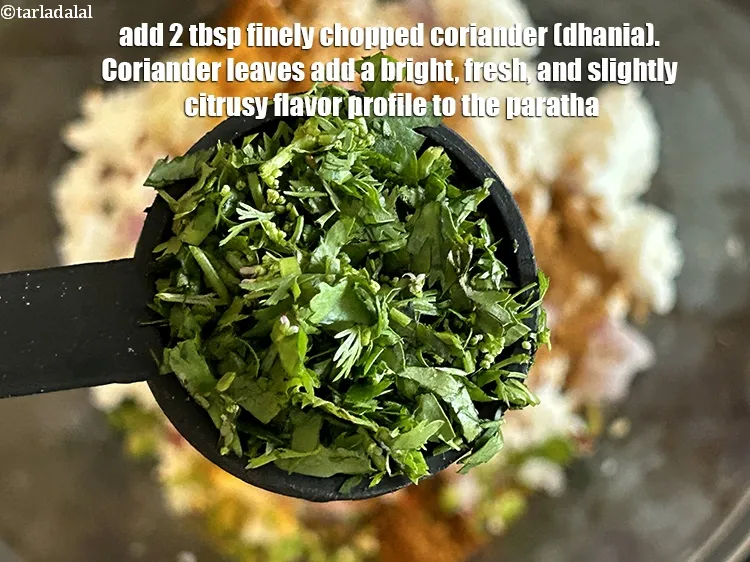 Step 18 – Add 2 tbsp finely <a href="https://www.tarladalal.com/glossary-chopped-coriander-783i">chopped coriander (dhania)</a>. Coriander leaves add a bright, fresh, and …