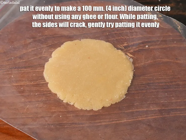 Step 26 – Pat it evenly to make a 100 mm. (4 inch) diameter circle without using any …