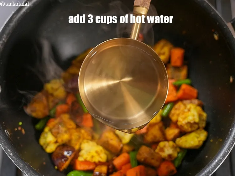 Step 18 – Add 3 cups of hot water.