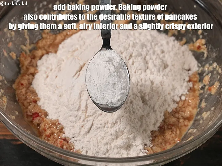 Step 18 – Add 1 tsp <a href="https://www.tarladalal.com/glossary-baking-powder-425i">baking powder</a>. Baking powder also contributes to the desirable texture of …