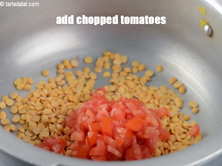 Step 19 – Add &frac14; cup chopped tomatoes.