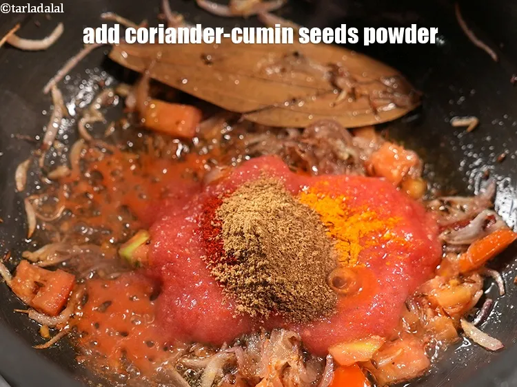 Step 18 – Add 1 tsp <a href="https://www.tarladalal.com/glossary-coriander-cumin-seeds-powder-dhania-jeera-powder-375i">coriander-cumin seeds (dhania-jeera) powder</a>.&nbsp;