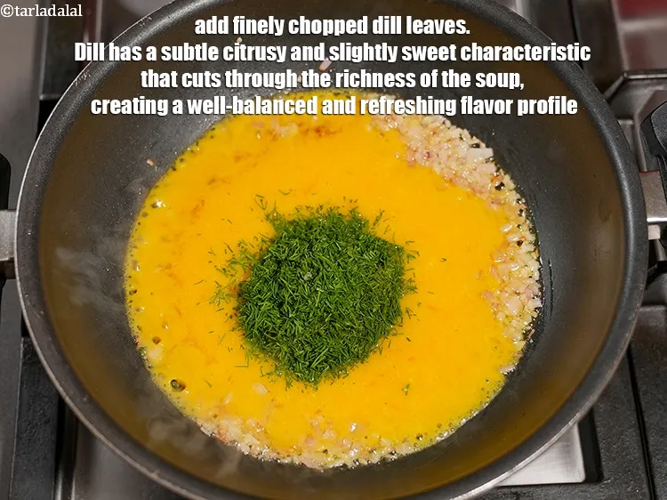 Step 18 – Add &frac14; cup finely <a href="https://www.tarladalal.com/glossary-chopped-dill-leaves-1849i">chopped dill leaves</a>. Dill has a subtle citrusy and slightly …