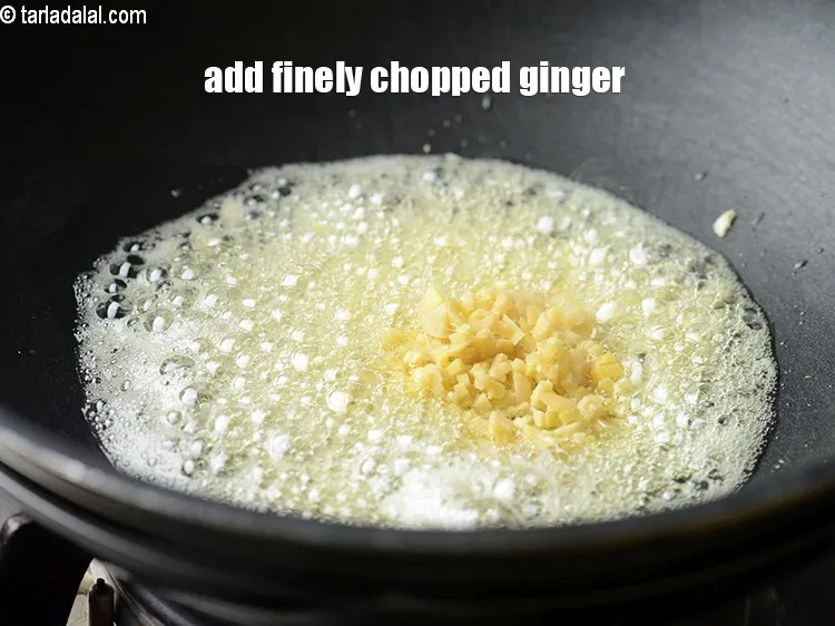 Step 19 – Add 2 tsp finely&nbsp;<a href="https://www.tarladalal.com/glossary-chopped-ginger-786i">chopped ginger (adrak)</a>.