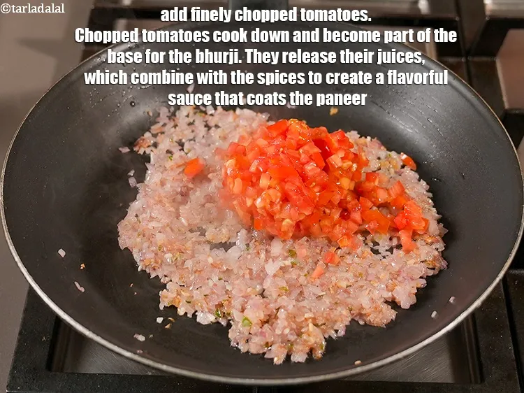 Step 18 – Add &frac12; cup finely <a href="https://www.tarladalal.com/glossary-chopped-tomatoes-779i">chopped tomatoes</a>. Chopped tomatoes cook down and become part of …