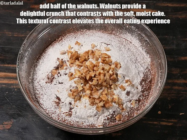 Step 18 – Add half of the <a href="https://www.tarladalal.com/glossary-chopped-walnuts-785i">chopped walnuts (akhrot)</a>. Walnuts provide a delightful crunch that contrasts …