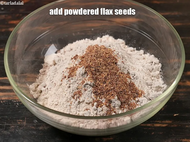 Step 17 – Add powdered flax seeds. Alsi or flax seeds are rich in <a href="https://www.tarladalal.com/recipes-for-High-Fiber-819" target="_blank">fibre</a> and …