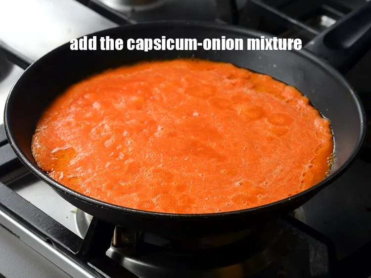 Step 20 – Add the capsicum-onion mixture.