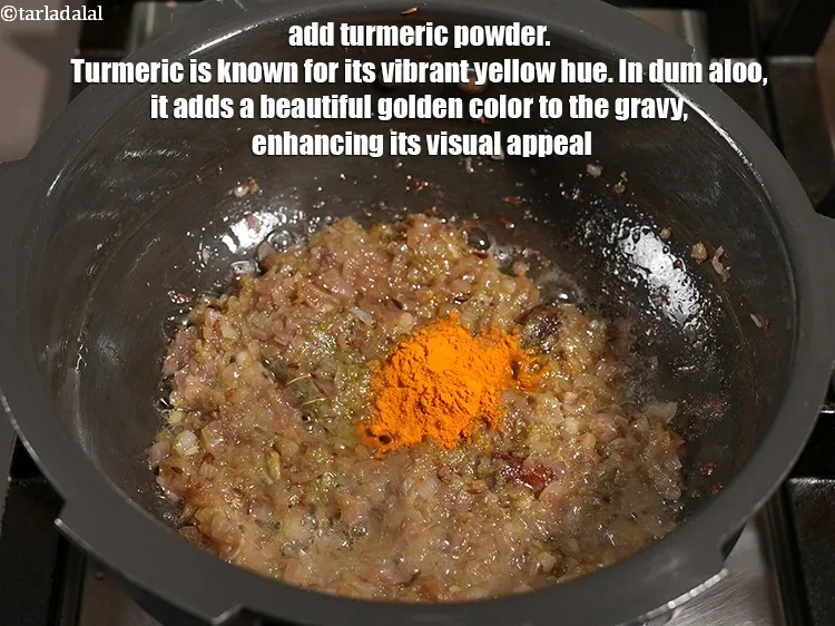 Step 18 – Add 1 tsp <a href="https://www.tarladalal.com/glossary-turmeric-powder-haldi-645i">turmeric powder (haldi)</a>. Turmeric is known for its vibrant yellow hue. …