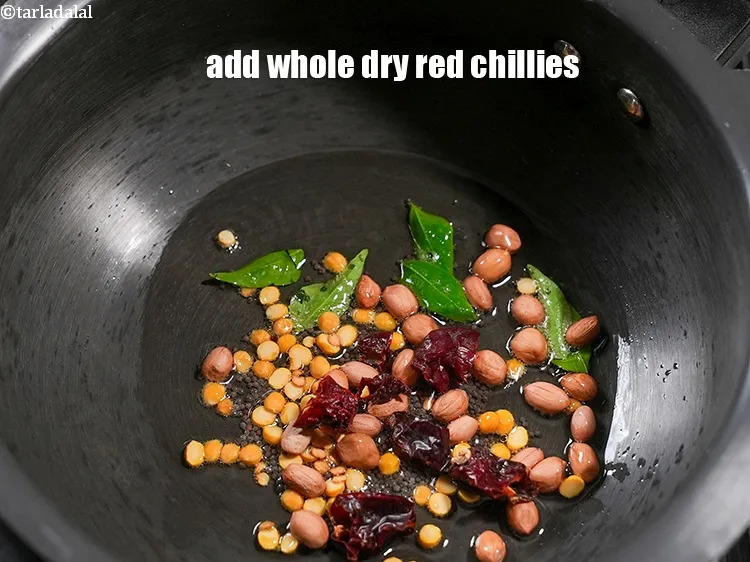 Step 18 – Add 3 whole dry red chillies.&nbsp;