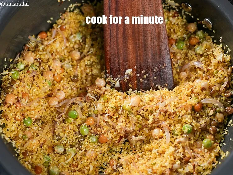 Step 18 – Cook on medium flame for a minute, while stirring occasionally.