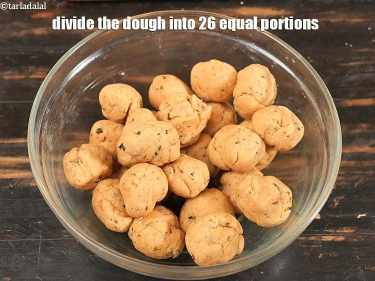 Step 18 – Divide the dough into 26 equal portions.