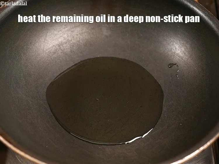 Step 18 – Heat the remaining 2 tbsp <a href="https://www.tarladalal.com/glossary-oil-671i">oil</a> in a deep non-stick pan.