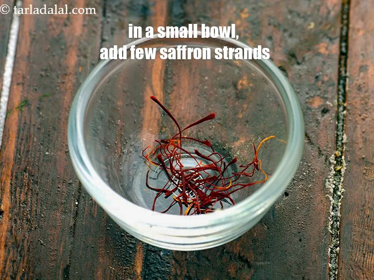 Step 18 – In a small bowl, add few saffron strands.