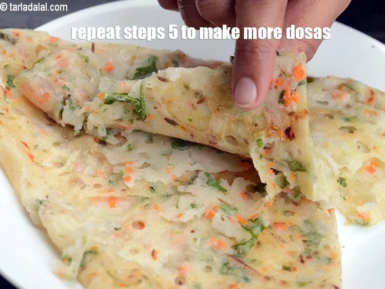 Step 20 – Repeat steps 3 and 5 to make remaining 5 vegetable neer dosas.