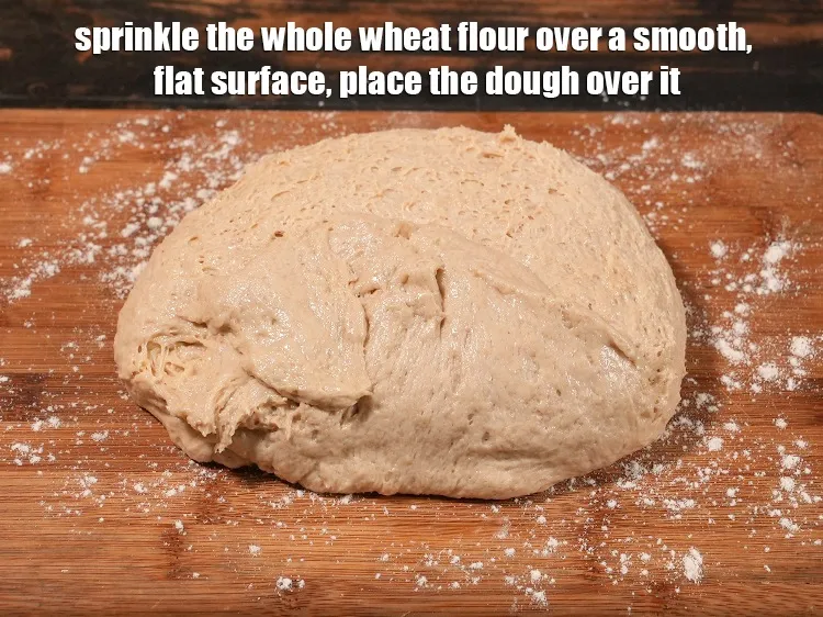 स्टेप 17 – एक स्मूद, सपाट सतह पर गेहूं का आटा छिड़कें, उसके …