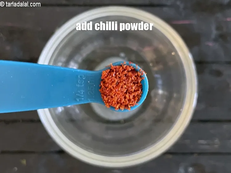 Step 18 – Add&nbsp;<meta charset="UTF-8" />1/4 tsp&nbsp;<a href="glossary-chilli-powder-red-chilli-powder-339i">chilli powder</a>.