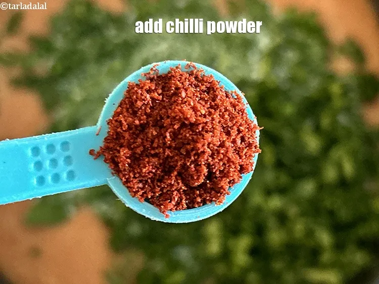 Step 20 – Add&nbsp;<meta charset="UTF-8" />1/2 tsp&nbsp;<a href="glossary-chilli-powder-red-chilli-powder-339i">chilli powder</a>.