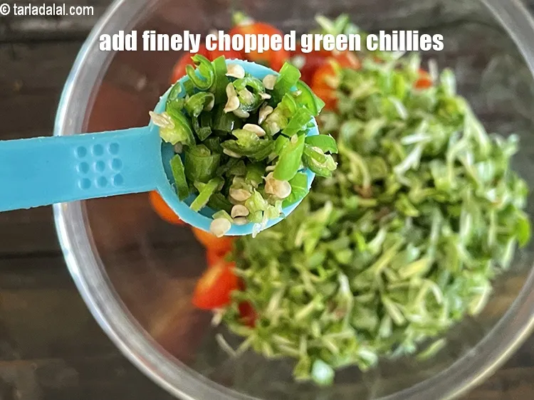 Step 19 – Add&nbsp;<meta charset="UTF-8" />1/2 tsp&nbsp;finely&nbsp;<a href="glossary-chopped-green-chilli-820i">chopped green chillies</a>. This gives a nice little spice to the …