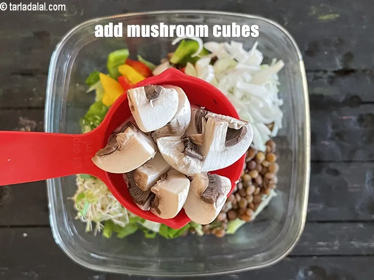 Step 30 – Add&nbsp;<meta charset="UTF-8" />1/4 cup&nbsp;<a href="glossary-mushroom-cubes-2282i">mushroom (khumbh) cubes</a>.
