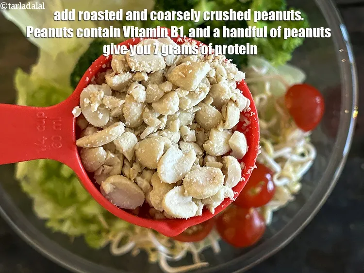 Step 18 – Add 1/4 cup roasted peanuts.&nbsp;Roasted peanuts add a salty, nutty flavor to the salad.&nbsp;<a href="https://www.tarladalal.com/recipes-using-raw-peanuts--847">Peanuts</a>&nbsp;contain&nbsp;<a …