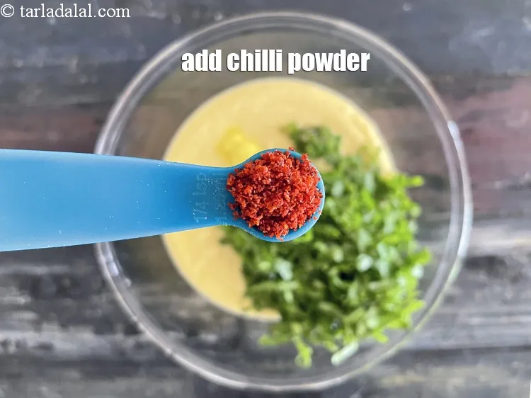 Step 19 – Add&nbsp;<meta charset="UTF-8" />1/4 tsp&nbsp;<a href="glossary-chilli-powder-red-chilli-powder-339i">chilli powder</a>.