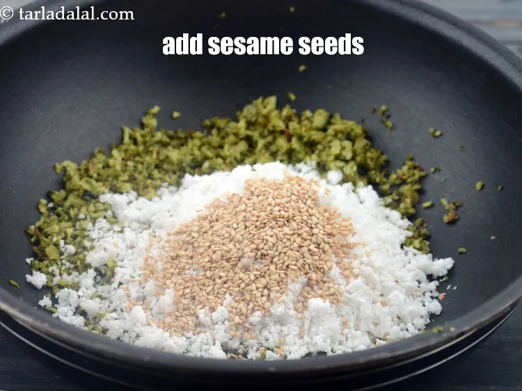 Step 18 – Add 1 tbsp&nbsp;<a href="https://www.tarladalal.com/glossary-sesame-seeds-til-gingelly-seeds-612i">sesame seeds (til)</a>.