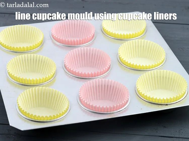 Step 18 – Line the cupcake mould using cupcake liners.