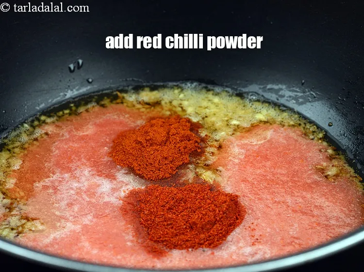 Step 18 – Add 1 tsp&nbsp;red&nbsp;<a href="https://www.tarladalal.com/glossary-chilli-powder-red-chilli-powder-339i">chilli powder</a>.