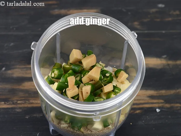 Step 18 – Add 1 tsp&nbsp;<a href="https://tarladalal.com/glossary-ginger-adrak-453i">ginger (adrak)</a>.&nbsp;