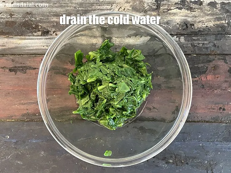 Step 18 – Take spinach out of the cold water.