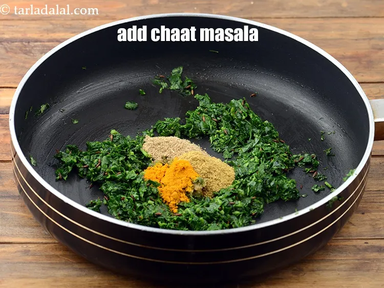 Step 19 – Add 1 tsp&nbsp;<a href="https://www.tarladalal.com/glossary-chaat-masala-300i">chaat masala</a>.&nbsp;