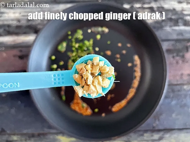 Step 20 – Add&nbsp;<meta charset="UTF-8" />1/2 tsp&nbsp;finely&nbsp;<a href="glossary-chopped-ginger-786i">chopped ginger (adrak)</a>.
