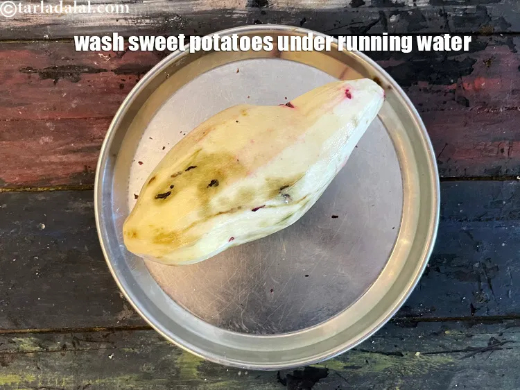 Step 6 – Then wash sweet potatoes under running water.