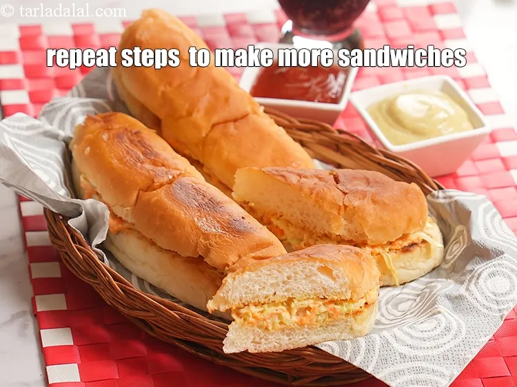 Step 18 – Repeat steps 2 to 8 to make 3 more sandwiches.