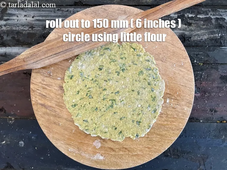 Step 20 – Roll out each portion into a 150 mm. (6&quot;) diameter circle using a little whole …
