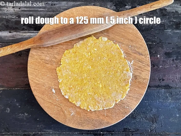 Step 19 – Roll out a portion of the dough into a 125 mm. (5&quot;) diameter circle using …