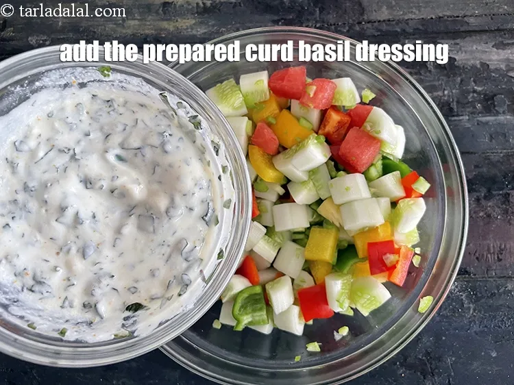 Step 19 – Add the prepared curd basil dressing.